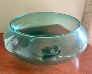 Turquoise Hand Blown Glass Bowl