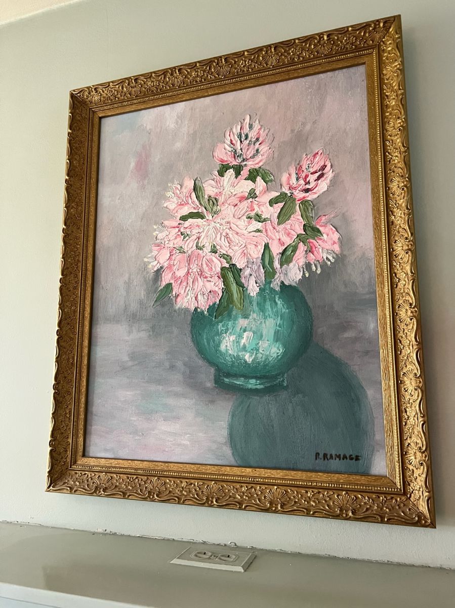 Oil Painting of Bouquet in Vase by R. Ramage