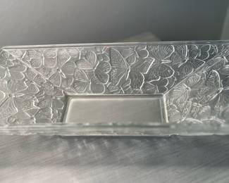 Heisey Verlys Frosted Glass Butterfly Rectangular Dish