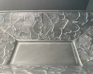 Heisey Verlys Frosted Glass Butterfly Rectangular Dish