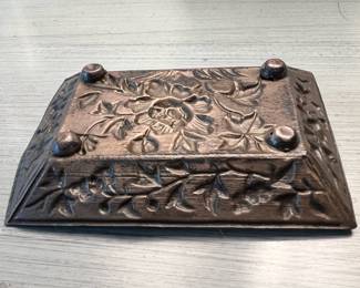 Asian Floral Design - Small Raised Enameled Metal Tray