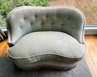 Mid Century Gray Kidney Shaped Settee