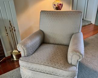 White Upholstered Club Arm Chair