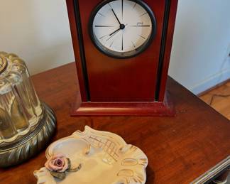 ZR0 Mantle Clock, Ceramic Trinket Dish with Rose Motif