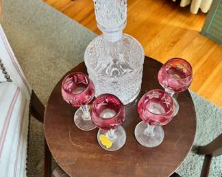 Crystal Decanter, Set of 4 Imperlux Crystal Ruby Wine Glasses