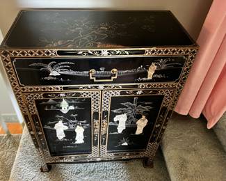 Black Lacquer Chinoiserie Cabinet