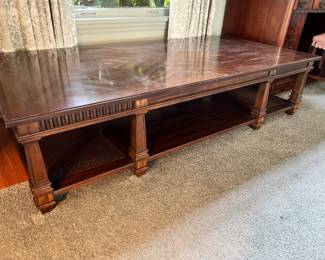 Oak and Wicker Coffee Table