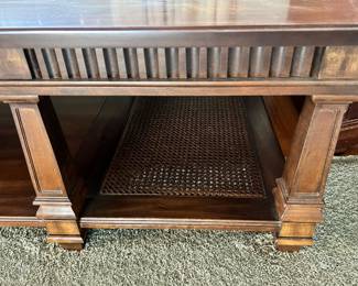 Oak and Wicker Coffee Table