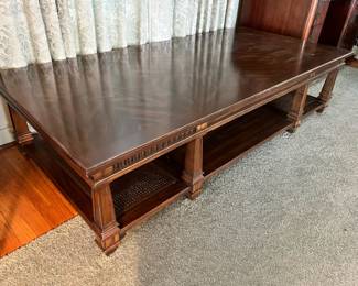 Oak and Wicker Coffee Table