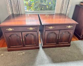 Pair of Ethan Allen - Georgian Solid Cherry Side Tables 