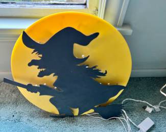 Light Up Halloween Witch on Broom Decor