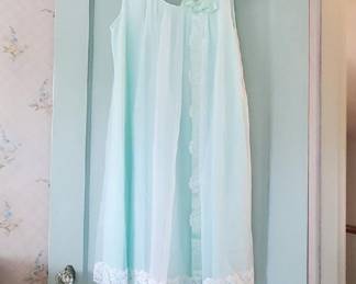 1960's Sheer Blue with White Lace Lingerie Top