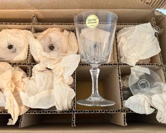 Set of 8 Cristal d'Arques Crystal Wine Glasses 