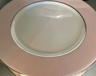 Pink and White China Dinnerware Set with "35" Marking