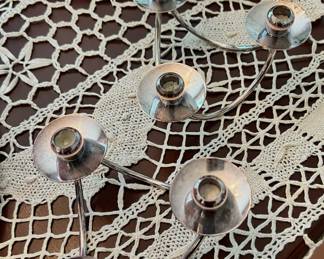 2 Silverplate Candelabra Candle Holders - Made in Denmark