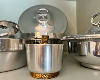 1930s Art Deco Kensington Aluminum Brass Covered Sugar Bowl