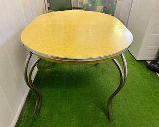 1950's Retro Yellow Formica Chrome Kitchen Table