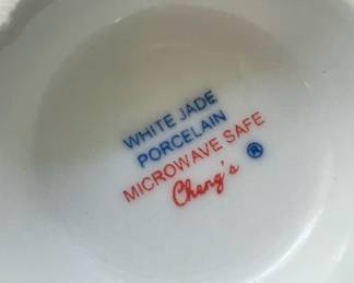 Cheng's White Jade Porcelain Blue Rose - 2 Rice/Soup Bowls, 4 Salad Bowls, 1 Salad Plate