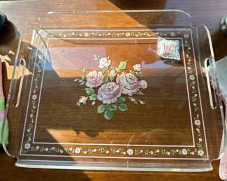 Stotter Clear with Floral Design Serving Tray