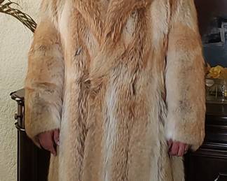Men's full length coyote fur coat