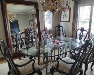 Mid Century Mastercraft Racetrack Brass Dining room table 