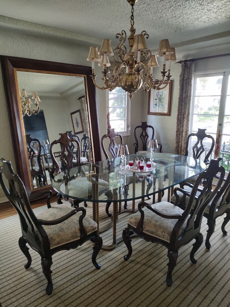 Mid Century Mastercraft Racetrack Brass Dining room table 