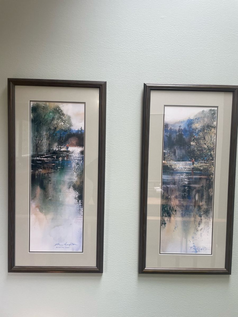 Pair of Framed and Matted Prints - Roll Cast, Along the Edge by Brent Heighton 
