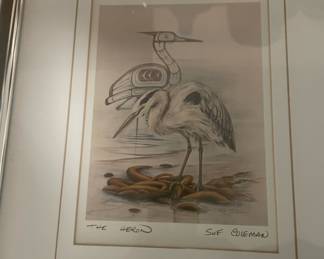 The Heron Watercolor Print by Sue Coleman