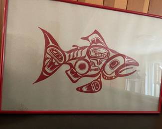 Bill Reid - Northwest Coast Salmon Fish Totem Print 