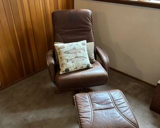 Mid Century Norwegian Style Lounge Chair and Ottoman