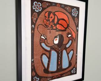 Framed & Matted Woodcut Print "Ground Squirrel" by Dale DeArmond