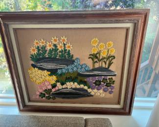 Framed Floral Design Needlepoint

