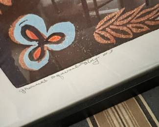 Framed & Matted Woodcut Print "Ground Squirrel" by Dale DeArmond