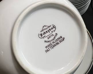 Fukagawa "Arita" Fine China White & Silver Dinnerware Set