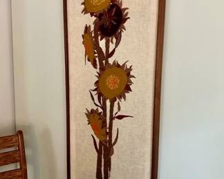Mid Century Framed Crewel Embroidery