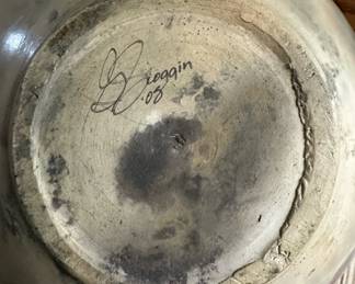 Earth Toned Pottery -  Large Vase with Short Neck - Signed and Dated