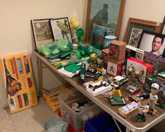 Green Bay Packer and Green Giant collectibles (also some Pillsbury collectibles not pictured).