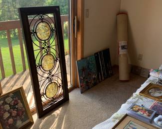 Santa Rug, lots of art - both vintage and contemporary.