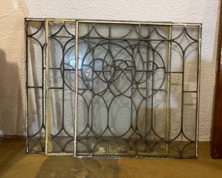 Many leaded glass pieces window panes