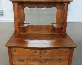 Oak server with mirror