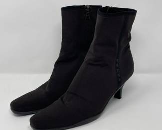PRADA Women's Black Kitten Microfiber Pointed Shoes Booties Size 39