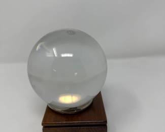Baccarat Glass Crystal Ball Paperweight on Stand
