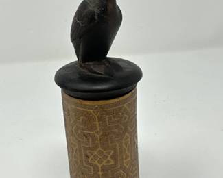 Antique Leather Wrapped Lombok Box 6” Tall