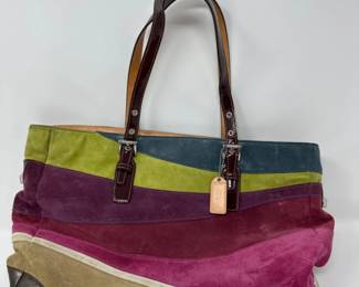 Coach Ltd Ed Multicolor Wave Suede Gallery Tote Purse Bag 1434