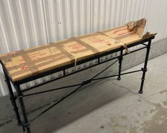 Black Wrought Iron Sofa/Entry Table Glass Top