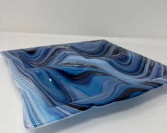 Blue Swirl Art Glass Sculpture