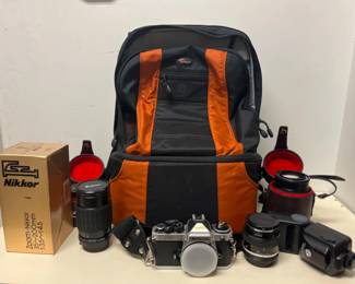 Nikon FE2 Camera with Multiple Lens