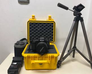 Nikon N90S Camera with Lens and Tripod