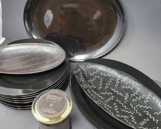 Fitz & Floyd Black Enamelware Plates Plus