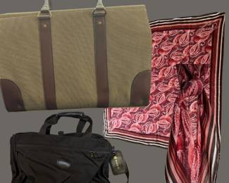 Two Business Bags (L.L. Bean & Boyt) & Audrey Talbott Silk Scarf